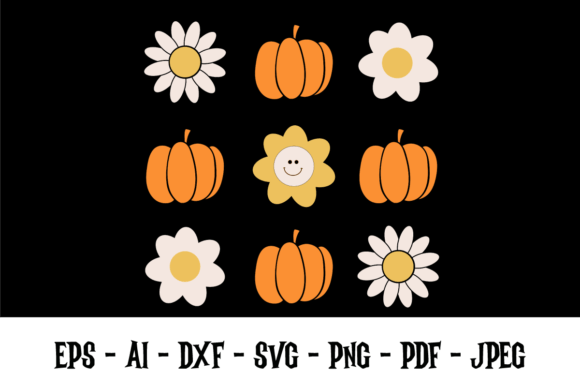 Retro Halloween Pumpkin Flowers Design Review