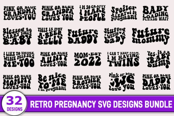 Retro Pregnancy Svg Design Bundle Review
